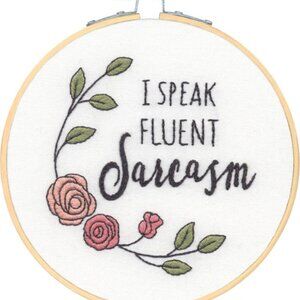 Dimensions Fluent Sarcasm Embroidery Kit, 6" Diameter - NIP